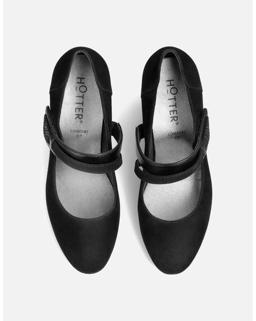 Hotter Black Samba Mary Jane Court Shoes