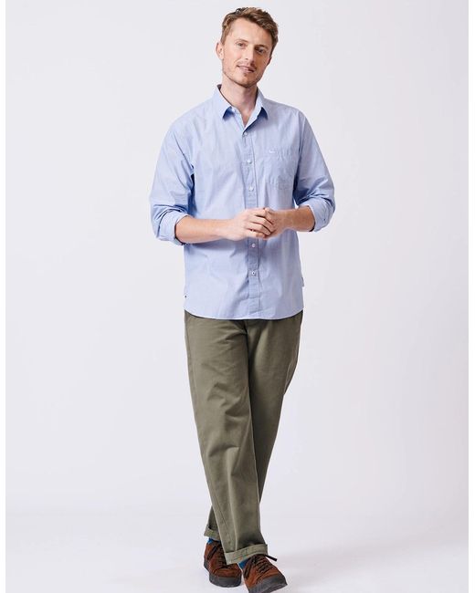 aubi Blue Gladstone Poplin Shirt for men