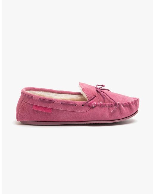 Hush Puppies Pink Allie Suede Moccasin Slippers Rose