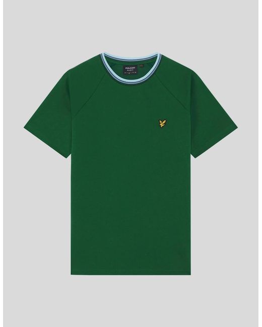 Lyle & Scott Green Tipped Track T-Shirt for men
