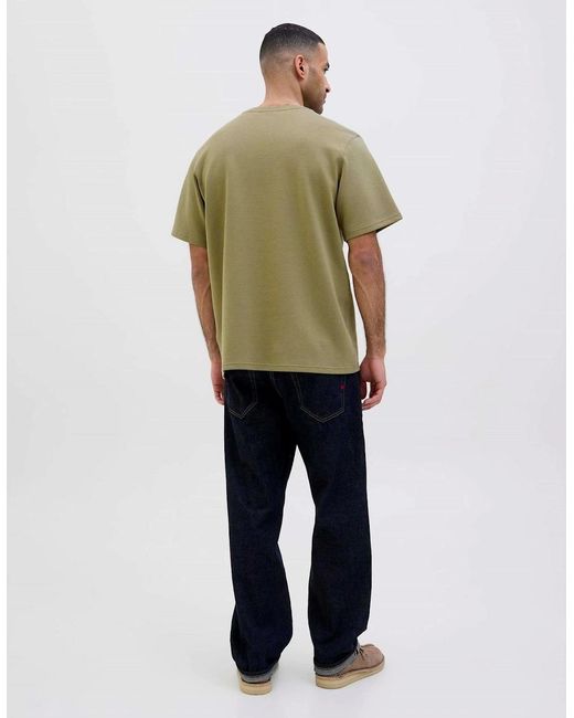 Jack & Jones Green Text Graphic Crew Neck Short Sleeve Jersey T-Shirt for men