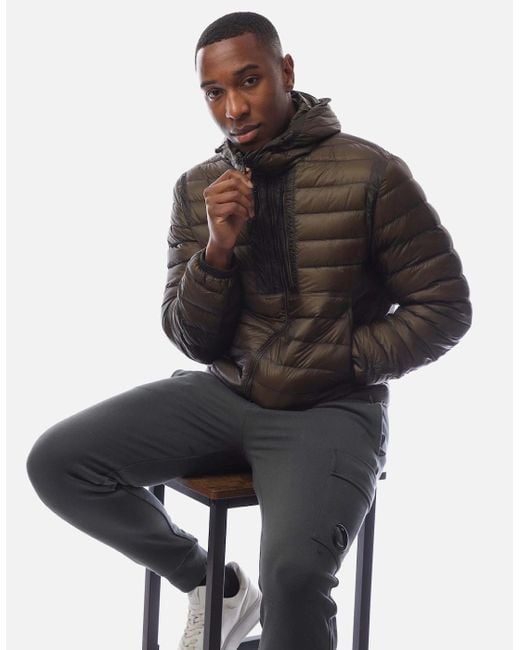 C P Company Brown D.D. Shell Goggle Down Jacket for men