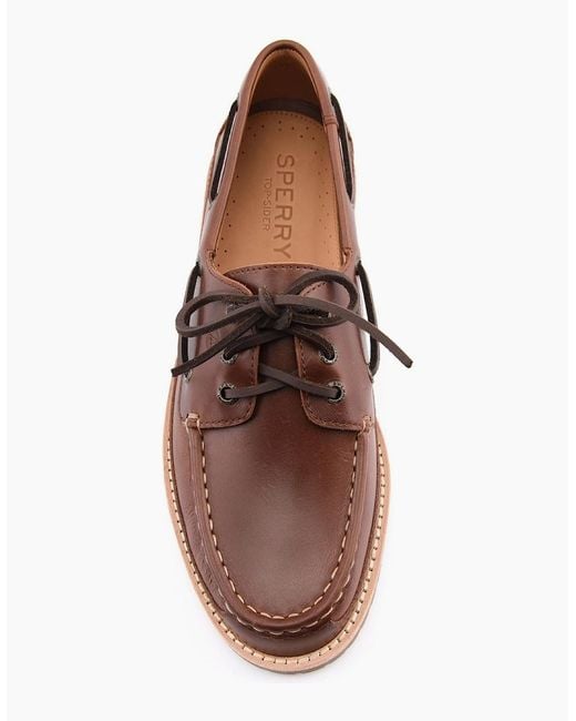 Sperry Top-Sider Brown Sperry Mini Lug 3 Eye Leather Boat Shoes for men