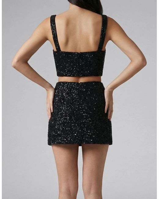 Oceanus Black Vegas Beaded Mini Party Beach Co-Ord Top