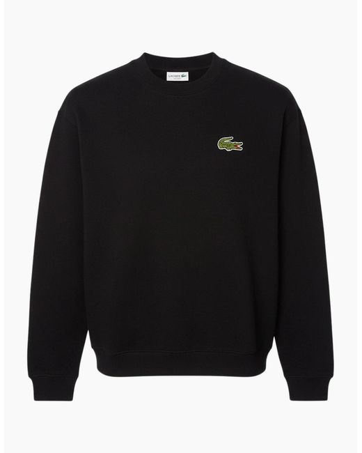 Lacoste Black Fit Badge Accent Fleece Sweatshirt for men