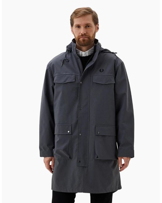 Fred Perry Gray Gunmetal Bonded Parka Jacket for men
