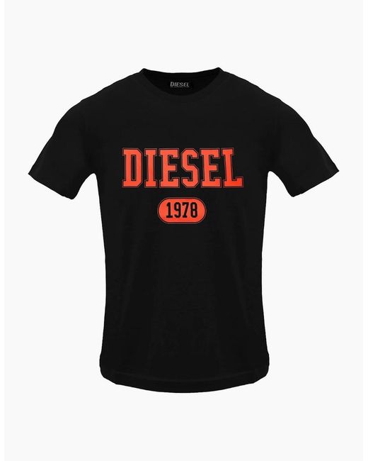 DIESEL Black Varsity Logo Caviar T-Shirt for men