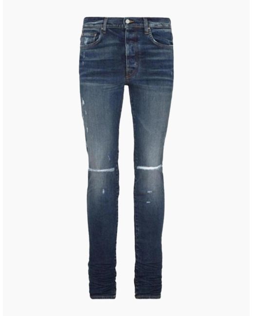 Amiri Blue Slim Fit Slash Deep Classic Denim Jeans for men