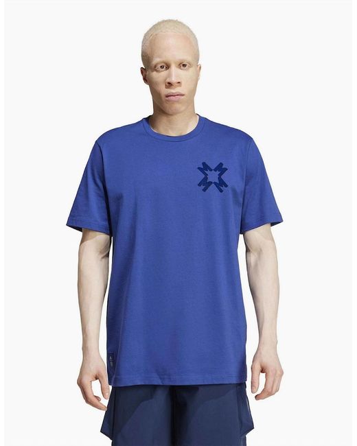 Adidas Blue Mufc Crew Neck Short Sleeve Jersey T-Shirt for men
