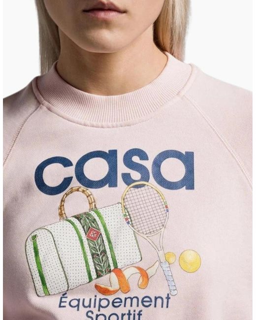 Casablanca White Printed Cropped Equipment Sport Sweatshirts