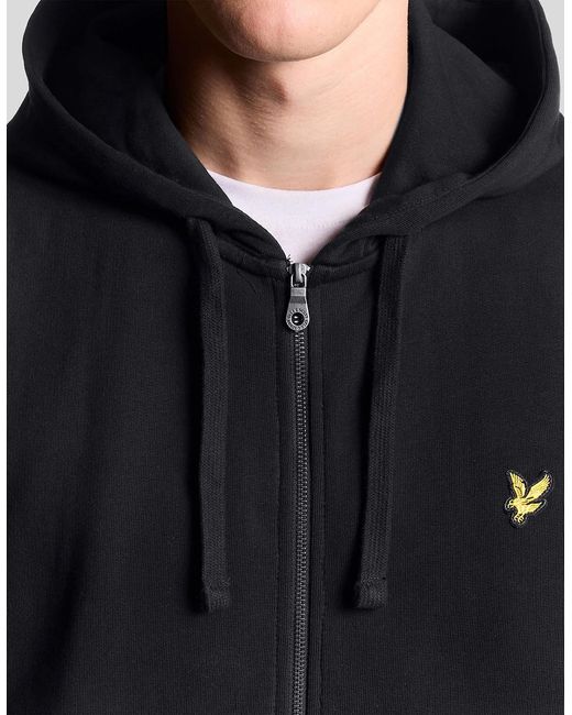 Lyle & Scott Black Loopback Cotton Full Zip Hoodie for men
