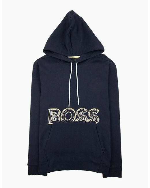 Boss Blue Soody 1 Hoodied Sweatshirt Dark 402 for men