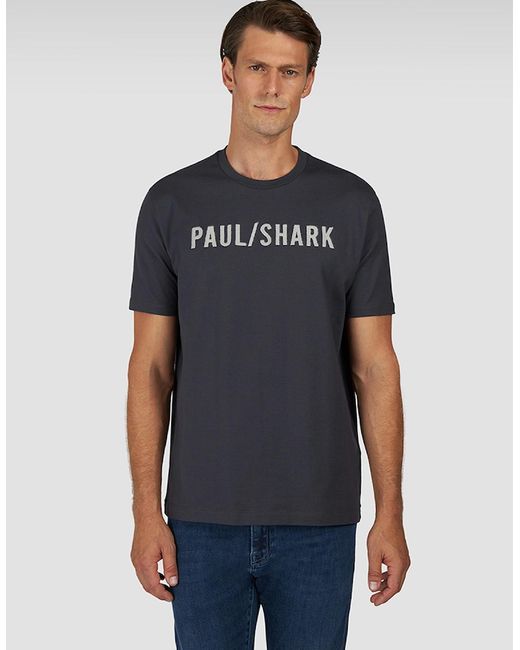 Paul & Shark Blue Embroidered Logo Cotton Jersey T-Shirt for men