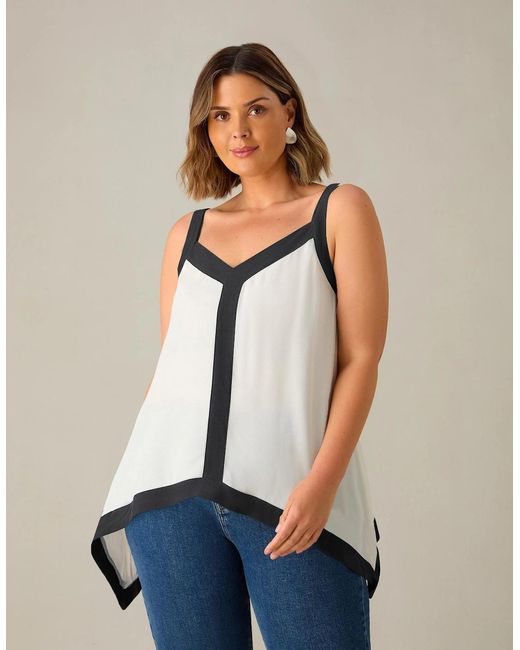 Live Unlimited London White Mono Hanky Hem Top