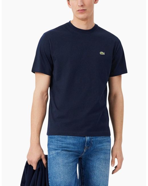 Lacoste Blue T Shirts Th7318 Classic Fit Crew Neck Short Sleeve Summer Tee for men