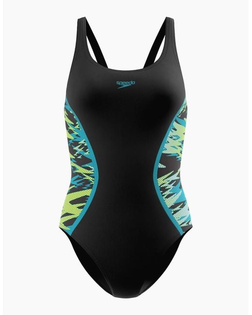 Speedo Black Ladies Hyperboom Splice Muscleback One Piece Swimsuit