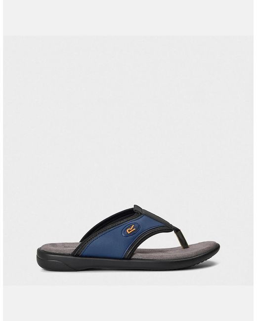 Regatta Blue Travis Logo Print Thong Toe Flat Flip Flops for men