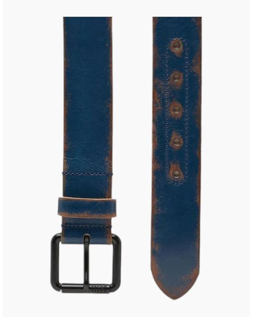 DIESEL Blue B-Paint Genuine Leather Belts Vintage Washing Metal Buckle Casual for men