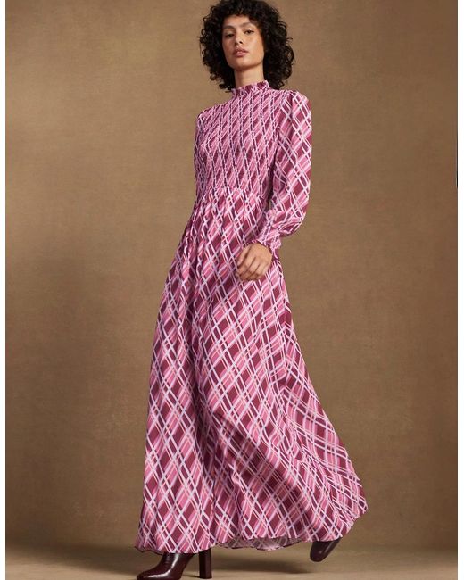 Ro&zo Pink Petite Check Shirred Dress