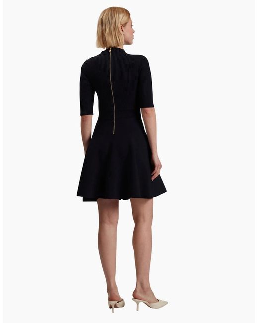 Ted Baker Black Lilano Ribbed Knit Button Detail Dress