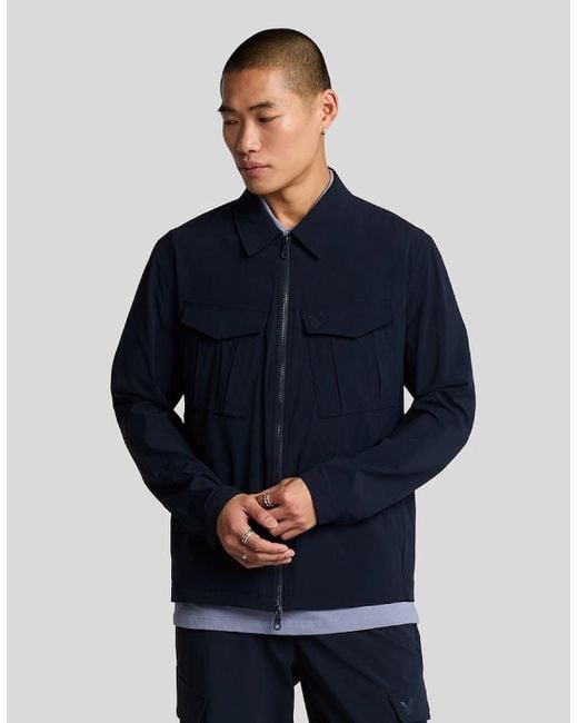 Lyle & Scott Blue Nylon Pocket Overshirt for men