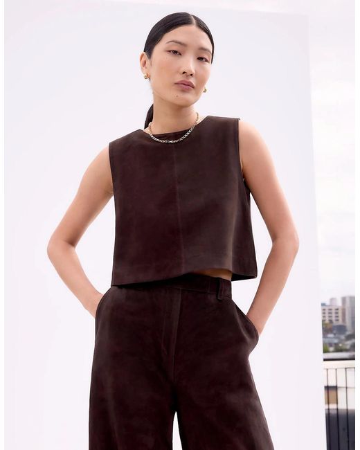 Ro&zo Purple Chocolate Suede Shell Top