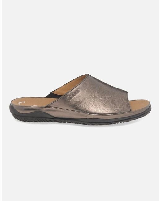 Gabor Brown Idol Leather Wide Fit Mules