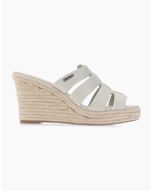 DKNY White Cintera Wedge Sandals