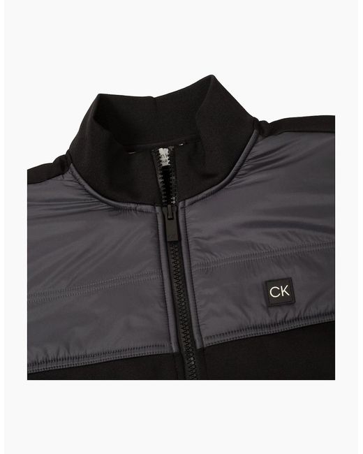 Calvin Klein Black Solid Patterned Full Zipper Ribbed Cuff Zipped Pocket Jacket for men