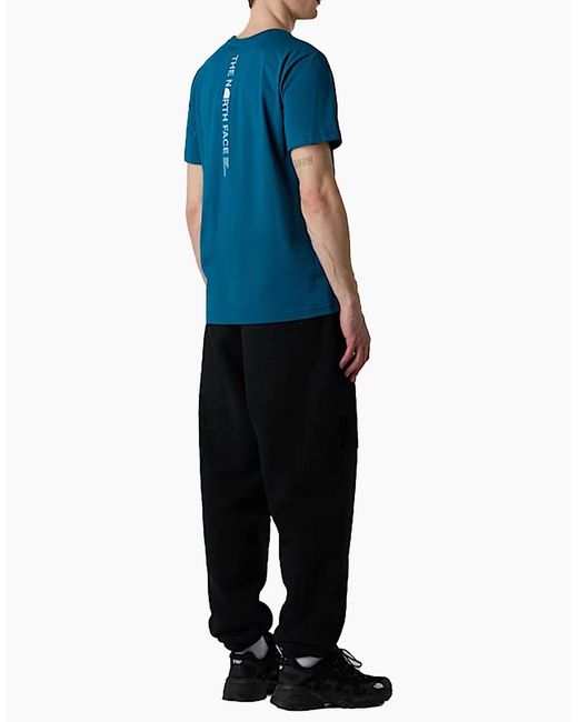The North Face Blue Vertical Logo T-Shirts Crew Neck Short Sleeve Soft Cotton Tee for men