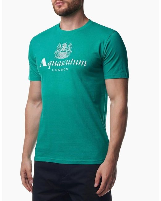 Aquascutum Green Active Beach Basic Big Logo T-Shirt for men