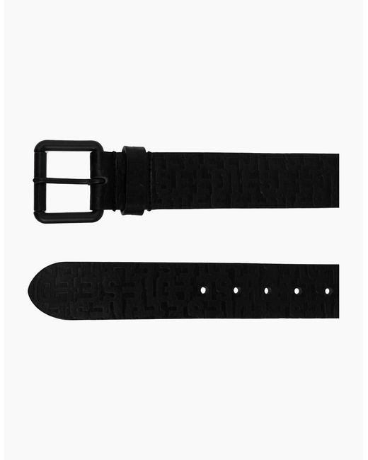 DIESEL Black B-Monogram Genuine Leather Belts For Trousers Jeans Metal Buckle for men