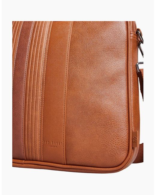 Ted Baker Brown Never Striped Pu Document Bag for men