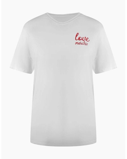 Love Moschino White Small Logo T-Shirt