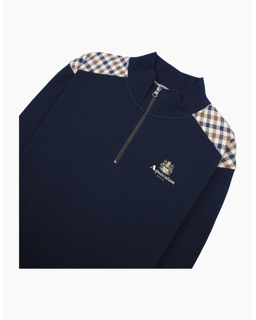 Aquascutum Blue Cc Shoulder 1/4 Zip Sweatshirt 11 for men