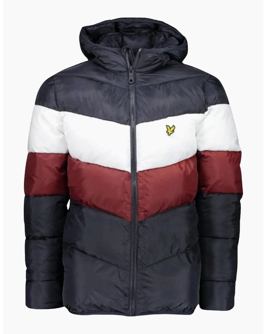 Lyle & Scott Blue Lyle & Scott Colour Block Puffer Jacket for men