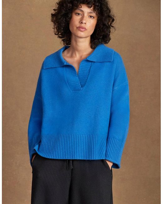 Ro&zo Blue Cobalt Collar Jumper With Cashmere