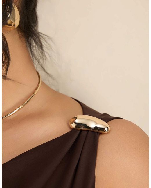 Live Unlimited London Brown Asymmetric Twist Maxi Dress With Trim