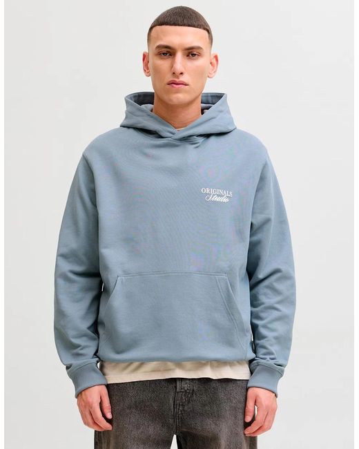 Jack & Jones Blue Jj Overhead Hoodie Light Brushed With A Soft Inside Finish Tradewinds for men