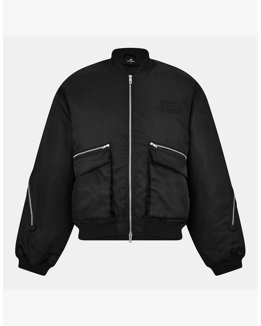 Represent Black Contemporary Structured Bomber Jacket for men