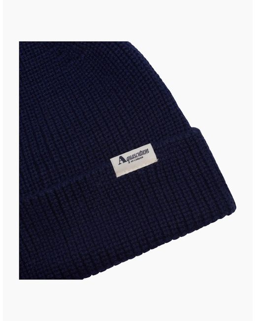 Aquascutum Blue Active Logo Beanie Hat for men