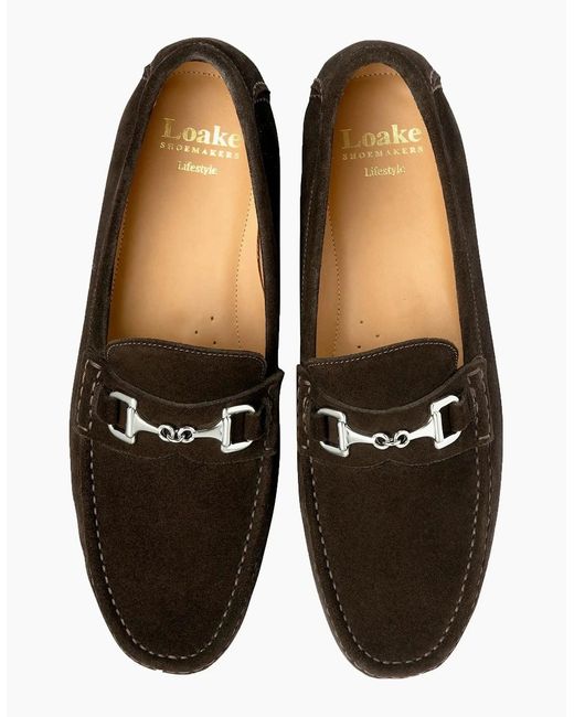 Loake Black Hawthorn Driver Shoe Dark Suede for men