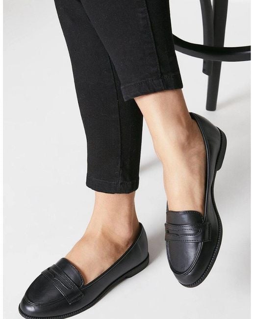 Dorothy Perkins Black Ladies Lara Penny Wide Loafers
