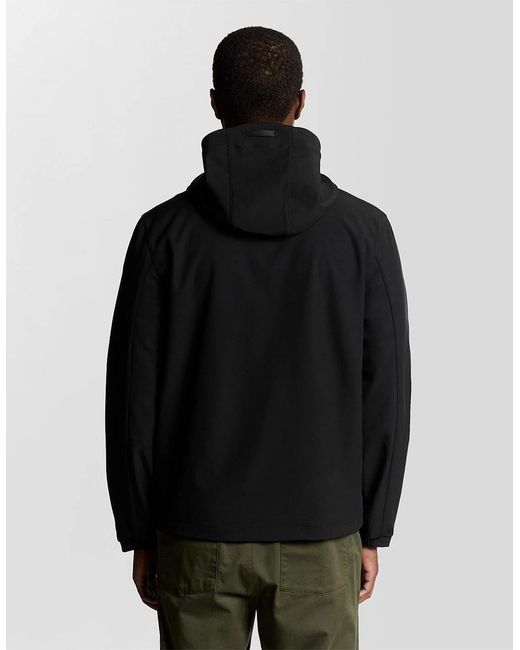 Lyle & Scott Black Solid Patterned Hooded Softshell Jacket With Zipped Pocket for men