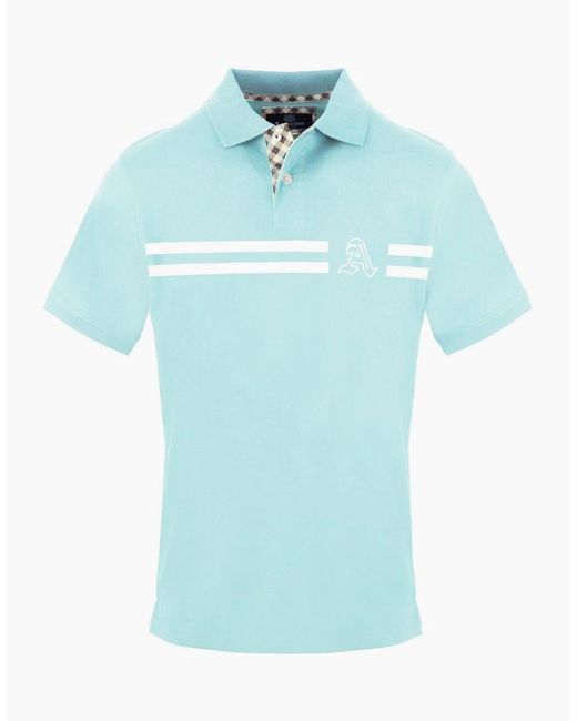 Aquascutum Blue Collared Neck Short Sleeve Polo Shirt for men
