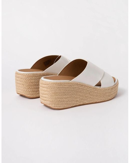 Fitflop Natural Platfforms Espadrille Leather Wedge Cross Slides