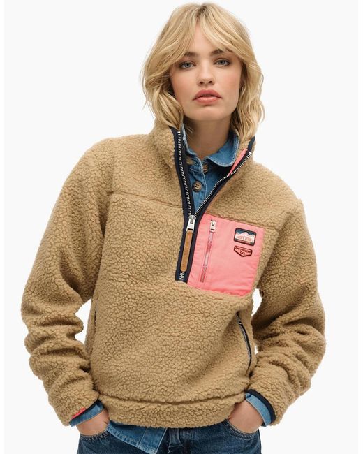Superdry Natural Vintage Retro Half Zip Fleece