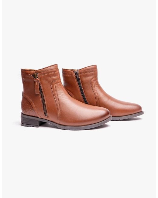 Hush Puppies White Scarlett Leather Ankle Boots Tan