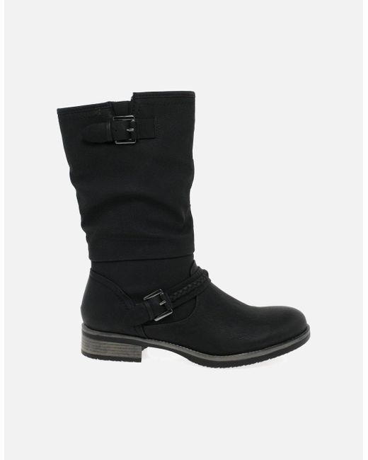 Rieker Black Estella Calf Length Slouch Boots