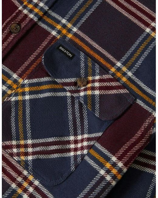 Brixton Blue Bowery Mood/Port/Saffron L/S Flannel Shirt for men